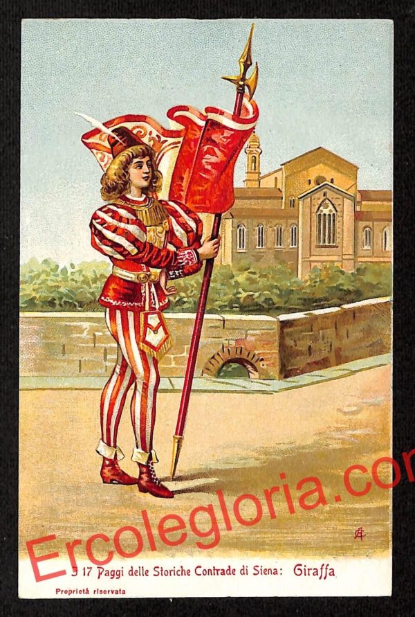 ai5425 CARTOLINA D'EPOCA - I 17 Paggi delle Storiche Contrade di Siena : Giraffa