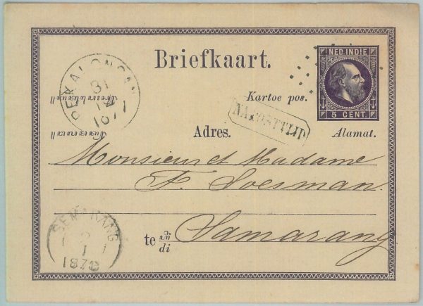 82084 - Netherlands Indies - POSTAL HISTORY - STATIONERY CARD  from PEKALOGAN