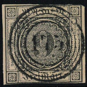 77900 - GERMANY Baden -  STAMP:  Michel  #  4b  - USED  postmark # 175 SATION