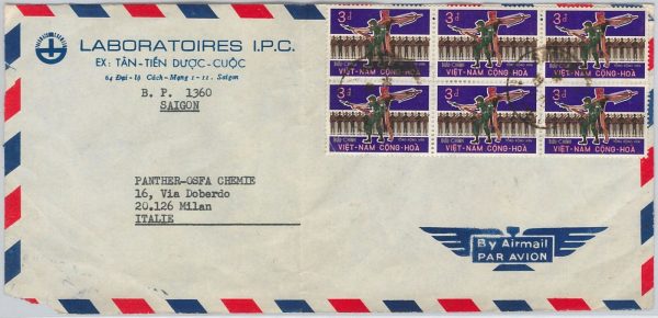49288  - VIETNAM Saigon -  POSTAL HISTORY - AIRMAIL COVER to ITALY 1970