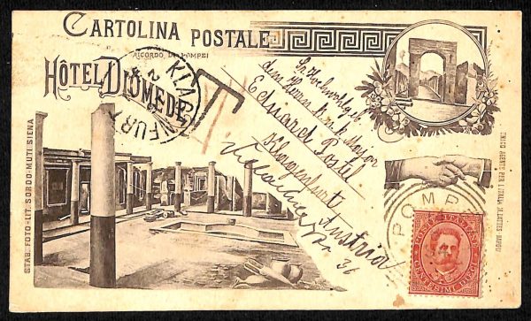 ad0451 - CARTOLINA  PRIVATIVA D'EPOCA - Pompei Città - Hotel Diomede  1894
