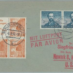 75248 - GERMANY  Berlin - POSTAL HISTORY - Mixed franking COVER to the USA 1952