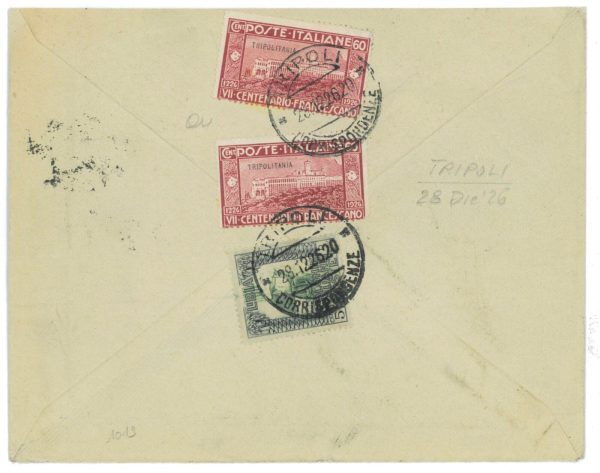 P 1230  - ITALIA COLONIE  1926 TRIPOLITANIA SAN FRANCESCO + LIBIA, DA TRIPOLI - immagine 2