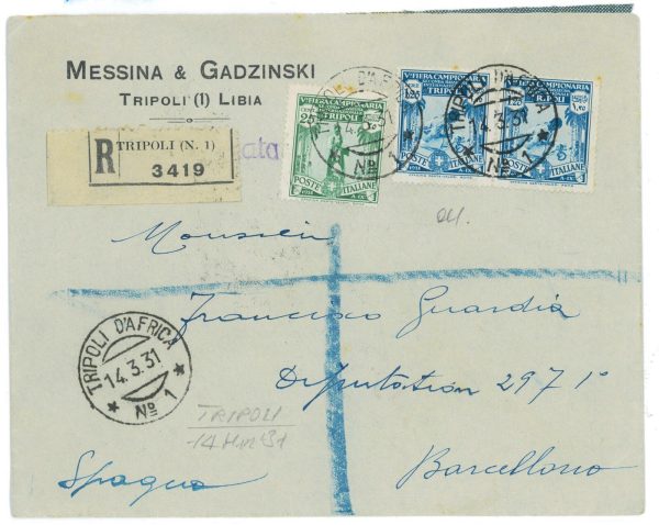 P 1231  - ITALIA COLONIE , LIBIA V FIERA DI TRIPOLI , 96 + 98 (COPPIA) SU BUSTA