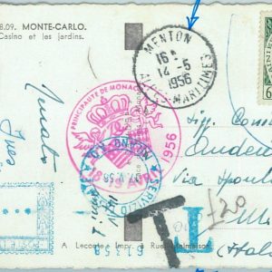 66811 - MONACO  - Postal History - POSTCARD to ITALY, TAXED on ARRIVAL  1956