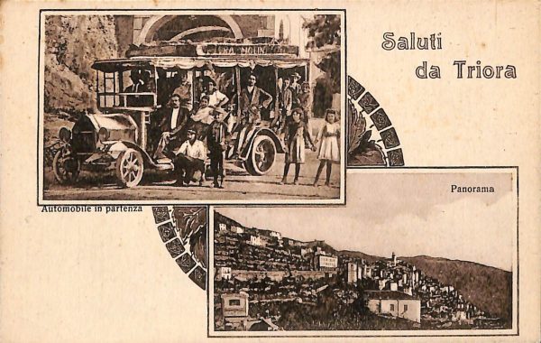 ad3974 - CARTOLINA  D'EPOCA - Imperia Provincia - TRIORA -Automobile in partenza