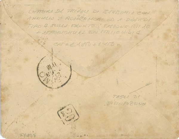P0612 - LEVANTE Italiano ESTERO - Storia Postale - Sass 12*4 su BUSTA - RARO!! - immagine 2