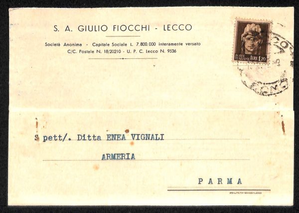 ab6574 -  CARTOLINA  D'EPOCA - Lecco Citta - GIULIO FIOCCHI 1946