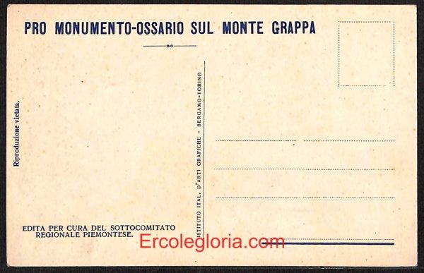ae1020 - CARTOLINA  D'EPOCA -Belluno Citta- Monumento - Ossario sul Monte Grappa - immagine 2