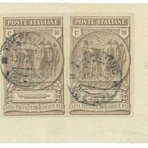 P1076 - ITALIA REGNO 1923, CAMICIE NERE, SASS. 147 X 2, IN ECCESSO DI TARIFFA