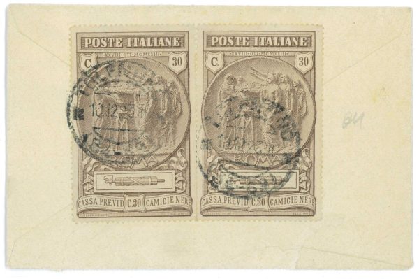 P1076 - ITALIA REGNO 1923, CAMICIE NERE, SASS. 147 X 2, IN ECCESSO DI TARIFFA