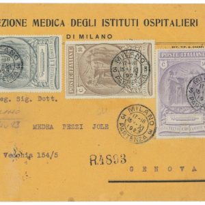 P1077 - ITALIA REGNO 1923 CAMICIE NERE, SASS. 147/9 SERIE COMPLETA SU BUSTA