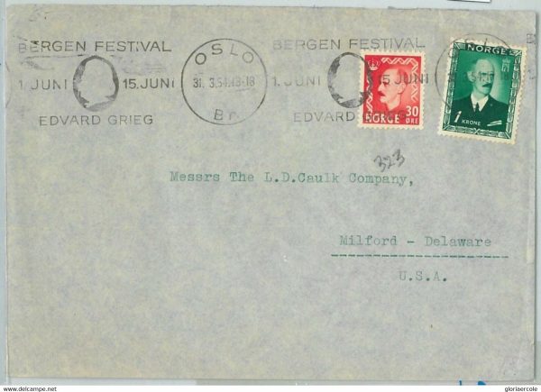 66619 - NORWAY - POSTAL HISTORY - Postmark on COVER : MUSIC 1954