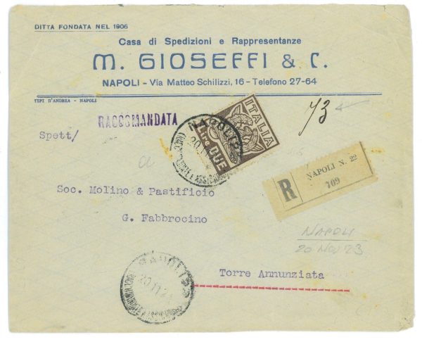 P1079 - ITALIA REGNO SAS. 146 MARCIA SU ROMA, 2 LIRE ISOLATO SU BUSTA 20.11.1923