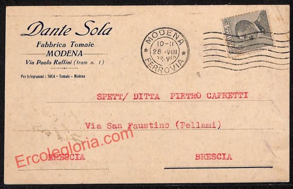 ag9458 - STORIA POSTALE - Modena Città - Dante Sola