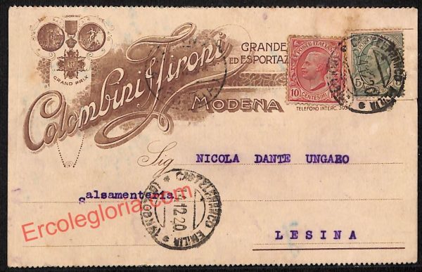 ag9464 - STORIA POSTALE - Modena Città - Colombini Zironi