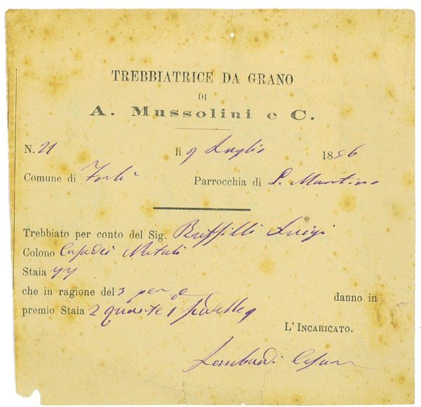 P3022 - ITALIA, DOCUMENTO D’EPOCA 1886