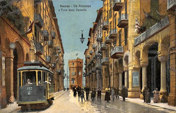 ab7005  -  CARTOLINA  D'EPOCA - Savona Città - Torre Leon Pancaldo 1928
