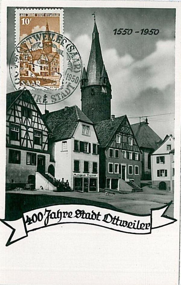 10481 - SAAR  - POSTAL HISTORY: MAXIMUM CARD  - Architecture 1950