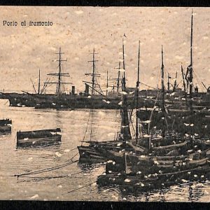 ab7053  -  CARTOLINA  D'EPOCA - Savona Città - Il Porto al Tramonto