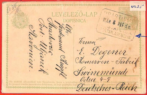 aa2011 - HUNGARY Ungarn - POSTAL HISTORY -  STATIONERY CARD to GERMANY 1914