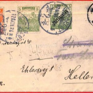 aa1912 - HUNGARY Ungarn - POSTAL HISTORY - COVER to DENMARK 1920 Mixed Franking