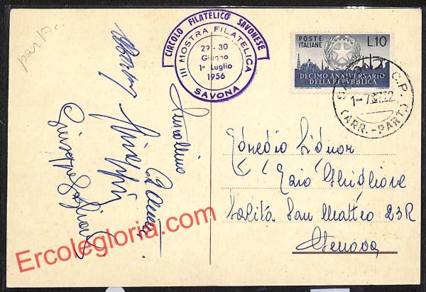ai4932 - CARTOLINA D'EPOCA - Savona Città - 3° Mostra Filatelica di Propaganda - immagine 2
