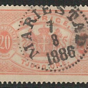 60907 - SWEDEN - STAMPS:  FACIT # TJ 18  USED postmarked MARIESTAD - NICE!
