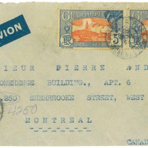 P3802 - GUADELOUPE, COMMERCIAL COVER , US CENSOR BAND, TO CANADA 1944