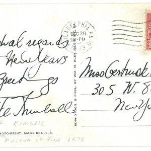 P4118 - US. POST CARD, SEND BY F. KIMBALL, AUTOGRAPHED,