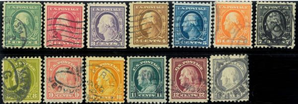 P4383 - USA , 1916/7 DEFINITIVE SET, FROM 1 CENT TO 15. FINE USED YVERT  199/212