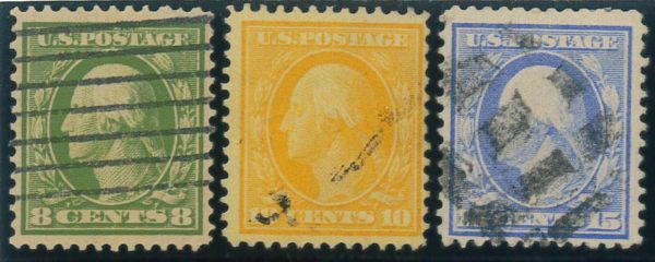 P4384 - USA , DEFINITIVE STAMPS 1908/1909 8c. 10c. 15c. , FINE USED