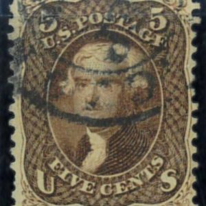 P4385 - USA ,  1861  , THOMAS JEFFERSON 5 CENT LIGHT BROWN . LUXUS