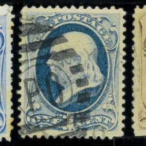 P4385 C - USA 1873 DEFINITIVE, 3 STAMPS, 2 SHADES OF THE 1 CENT,  10 CENT USED