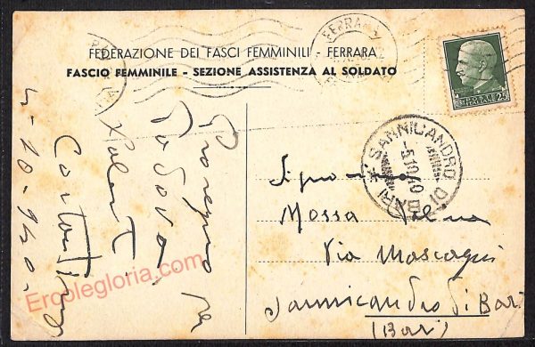 ae6078 - CARTOLINA D'EPOCA - Ferrara Città - Federazione del Fasci Femminili - immagine 2