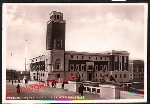 ah7266 - CARTOLINA  D'EPOCA - Pescara Città - Ponte Littorio e Palazzo Comunale