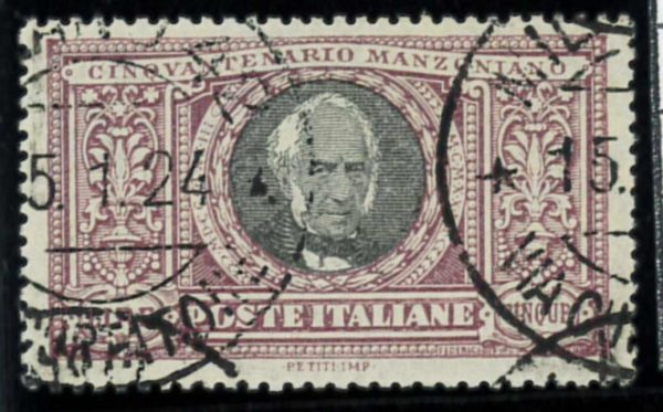 P3102 - ITALIA REGNO, 5 LIRE MANZONI, USATO IN PERIODO, MOLTO BEN CENTRATO