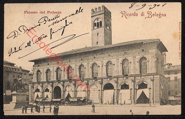 ae2417 - CARTOLINA  D'EPOCA - Bologna Città - Palazzo del Podestà  1901