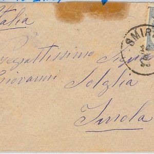 51019 Austrian Levant TURKEY - POSTAL HISTORY - COVER Smyrne to ITALY 1888