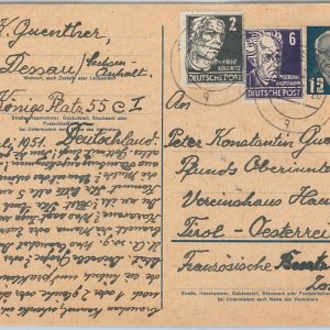 56153 - GERMANY DDR - POSTAL HISTORY: POSTAL STATIONERY CARD 1951