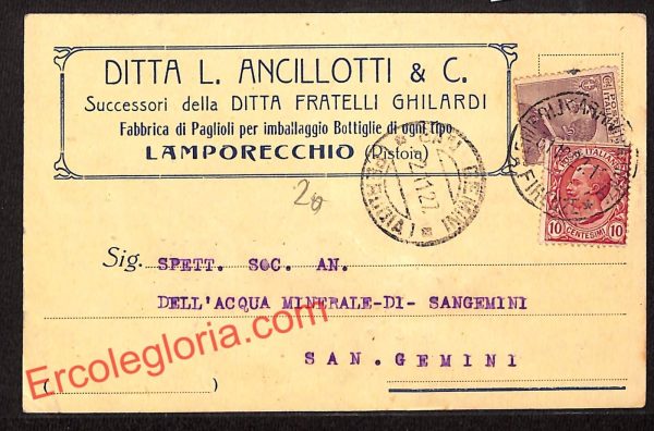 ah8257 - STORIA POSTALE - Pistoia Provincia - Lamporecchio