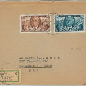 77521 - GERMANY DDR - POSTAL HISTORY -   COVER with rare registration lable 1954