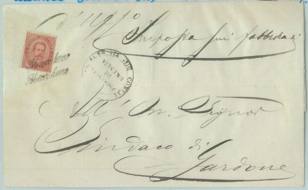 68551 - ITALIA REGNO - STORIA POSTALE annullo collettoria MARCHENO Brescia 1890