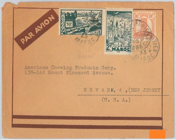 44992  - MAROC Morocco -  POSTAL HISTORY - Airmail  COVER to USA 1945