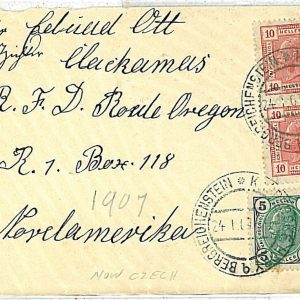 11954 Czechoslovakia POSTAL HISTORY: COVER to USA - 1867