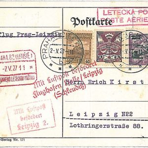 27295 - Czechoslovakia - POSTAL HISTORY - FLIGHT CARD: PRAGUE / LIEPZIG 1927
