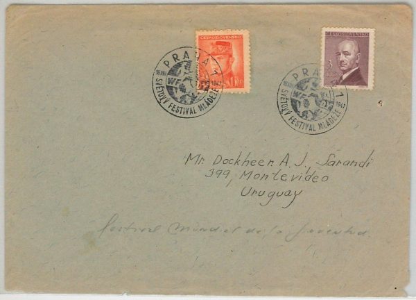 41976 Czechoslovakia - POSTAL HISTORY - COVER special POSTMARK to URUGUAY 1947