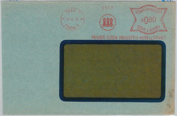 61509 - BOHEMIA MORAVIA - POSTAL HISTORY: MECHANICAL POSTMARK on COVER 1941