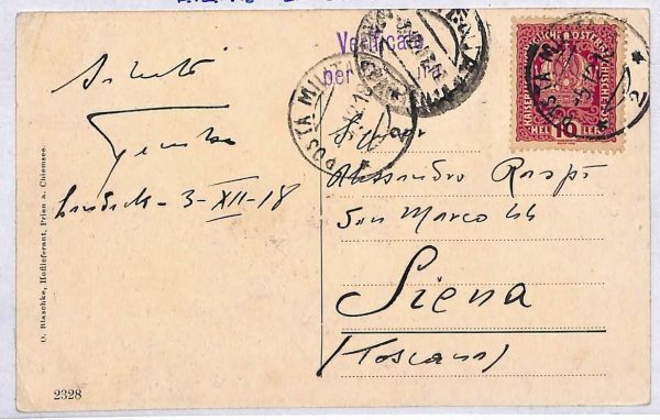P0872 - AUSTRIA Italia - Storia Postale - Annullo POSTA MILITARE nr 2 1918