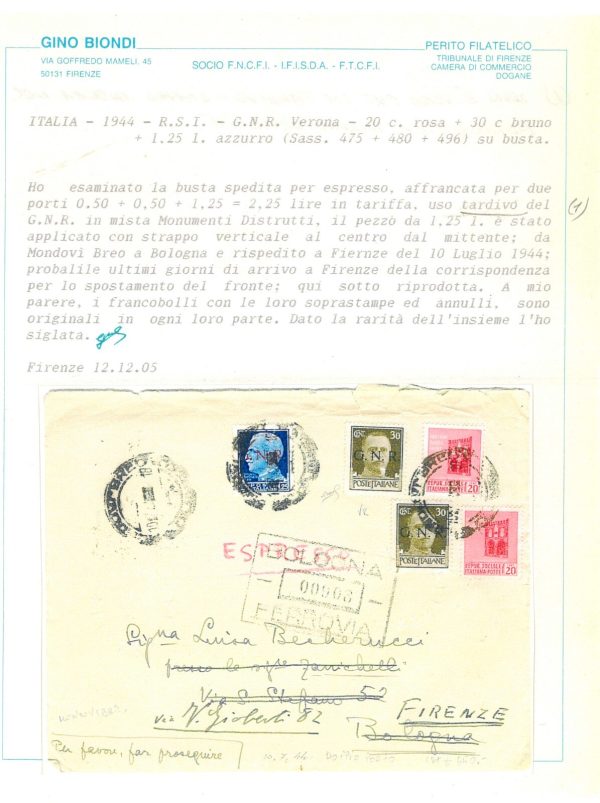 P2455 - ITALIA RSI , INTERESSANTE LETTERA DA MONDOVI (10.7.1944) PER BOLOGNA - immagine 3